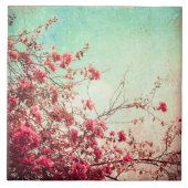 Cherry Blossom Flowers Bloemen Bloemen Rode Displa Tegeltje (Voorkant)