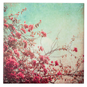 Cherry Blossom Flowers Bloemen Bloemen Rode Displa Tegeltje