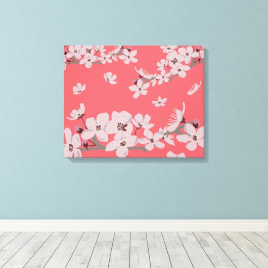 Cherry Blossom Flowers Canvas Afdruk (Insitu (Houten vloer))