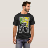 Cherry Blossom Flowers Cat Black Stripes Green and T-shirt (Voorkant volledig)