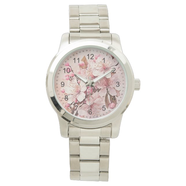 Cherry Blossom Flowers Dames Horloge (Voorkant)