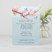 Cherry Blossom Flowers en Birds jarig Kaart (Staand voorkant)