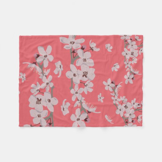 Cherry Blossom Flowers Fleece Deken (Voorkant (Horizontaal))