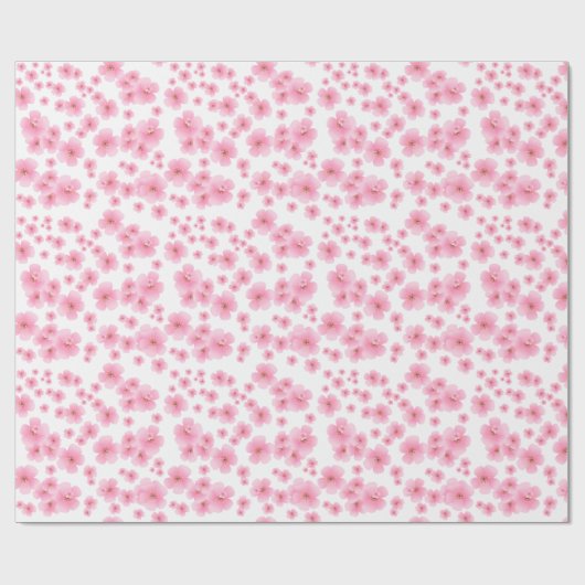 Cherry Blossom Flowers Floral Pink Pattern Cadeaupapier (Vlak)