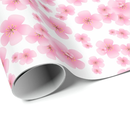 Cherry Blossom Flowers Floral Pink Pattern Cadeaupapier (Rol Hoek)