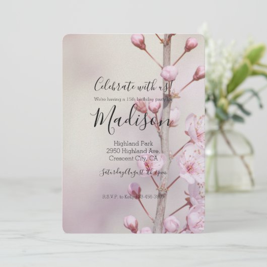 Cherry Blossom Flowers Kaart (Staand voorkant)