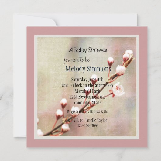 Cherry Blossom Flowers Kaart (Achterkant)