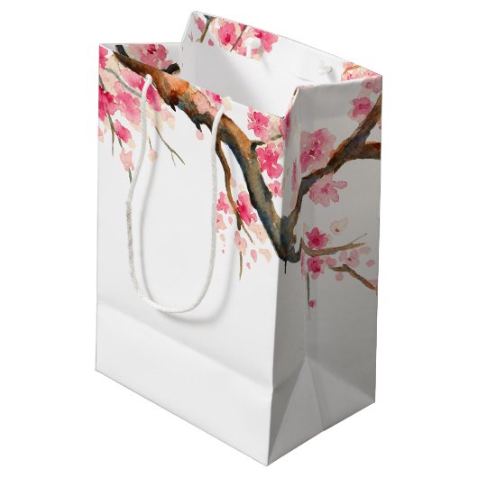 Cherry Blossom Flowers Medium Cadeauzakje (Achterkant Gekanteld)