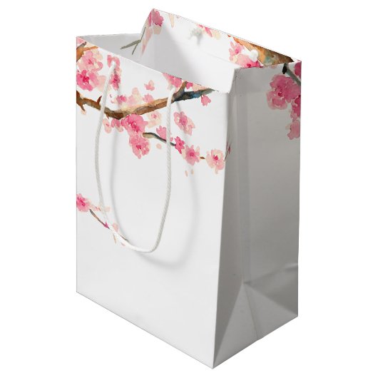 Cherry Blossom Flowers Medium Cadeauzakje (Voorkant Gekanteld)