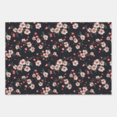 Cherry Blossom Flowers op zwarte achtergrond Inpakpapier Vel (Voorkant)