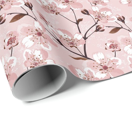 Cherry Blossom Flowers Pattern Cadeaupapier (Rol Hoek)