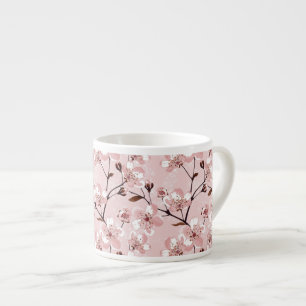Cherry Blossom Flowers Pattern Espresso Kop