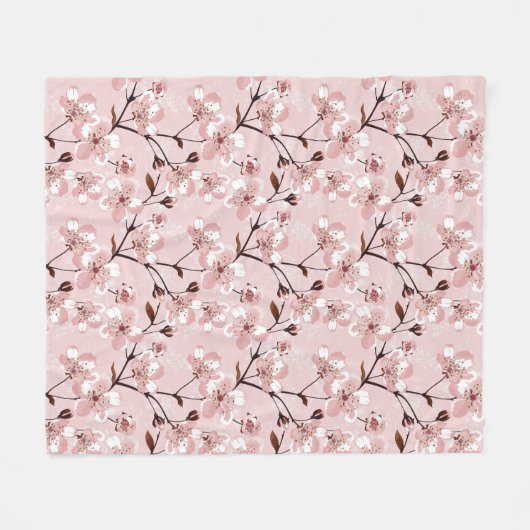 Cherry Blossom Flowers Pattern Fleece Deken (Voorkant (Horizontaal))