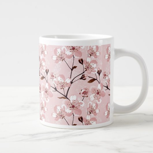 Cherry Blossom Flowers Pattern Grote Koffiekop (Rechts)