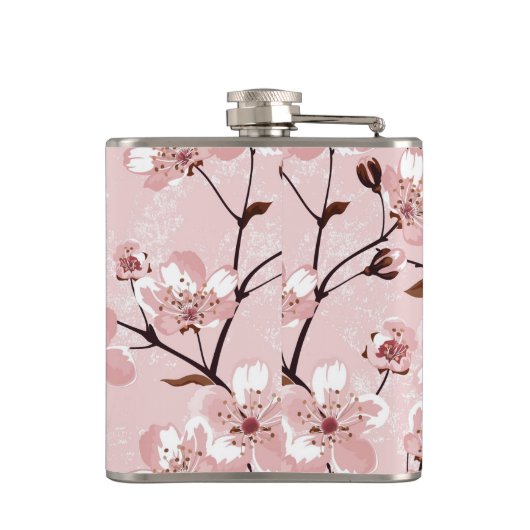 Cherry Blossom Flowers Pattern Heupfles (Achterkant)