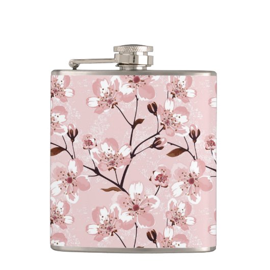 Cherry Blossom Flowers Pattern Heupfles (Voorkant)