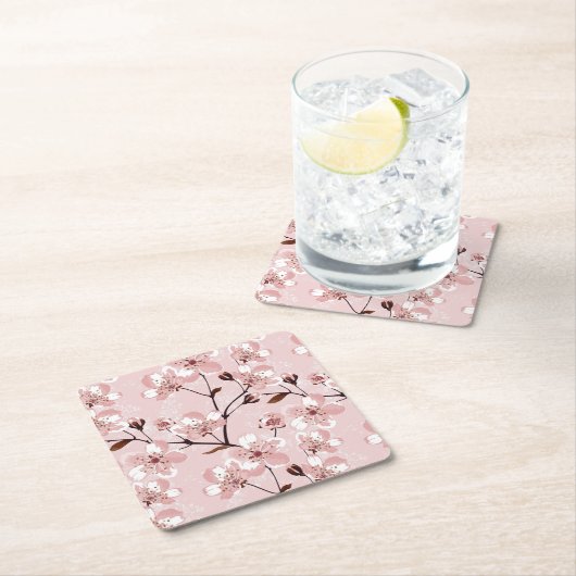 Cherry Blossom Flowers Pattern Kartonnen Onderzetters (Insitu)