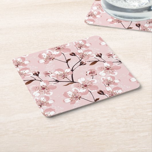 Cherry Blossom Flowers Pattern Kartonnen Onderzetters (Schuin)