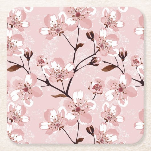 Cherry Blossom Flowers Pattern Kartonnen Onderzetters (Voorkant)