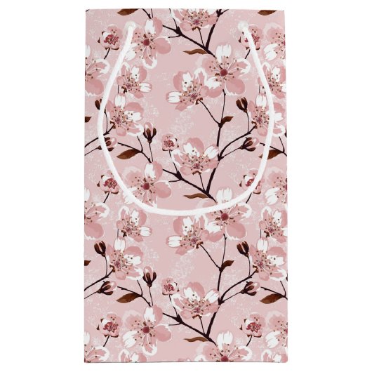Cherry Blossom Flowers Pattern Klein Cadeauzakje (Achterkant)