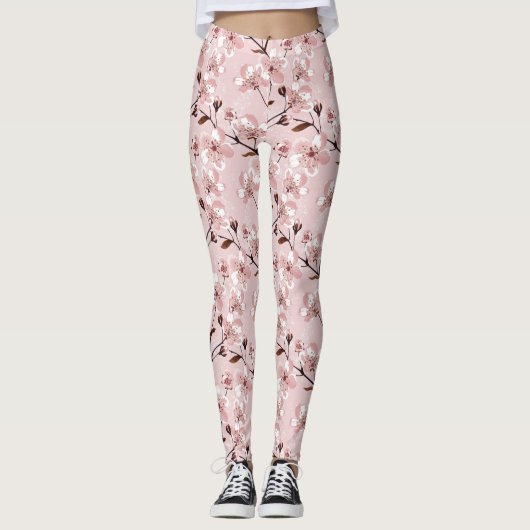 Cherry Blossom Flowers Pattern Leggings (Voorkant)