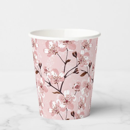 Cherry Blossom Flowers Pattern Papieren Bekers (Links)
