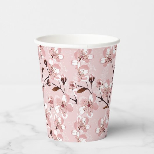 Cherry Blossom Flowers Pattern Papieren Bekers (Rechts)