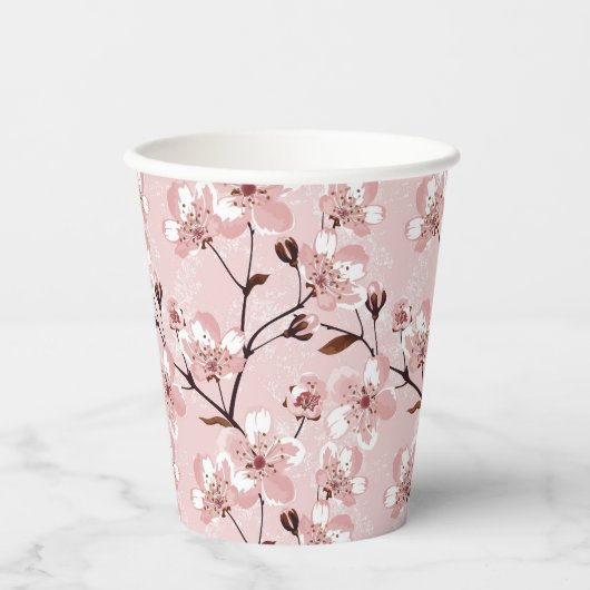 Cherry Blossom Flowers Pattern Papieren Bekers (Voorkant)