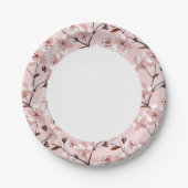 Cherry Blossom Flowers Pattern Papieren Bordje (Voorkant)