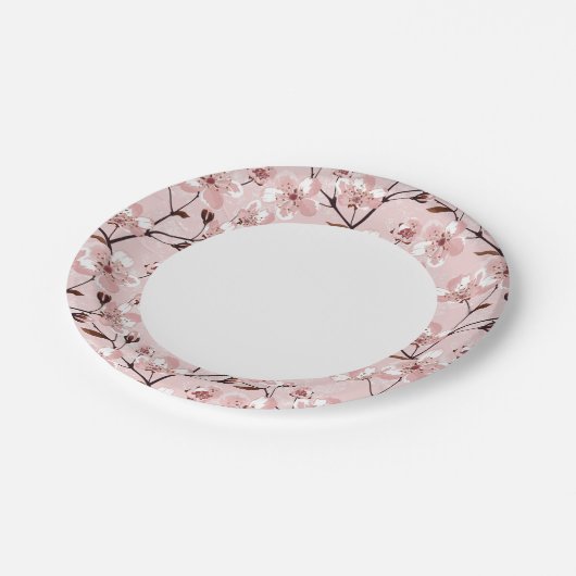 Cherry Blossom Flowers Pattern Papieren Bordje (Gekanteld)