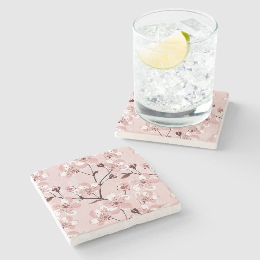 Cherry Blossom Flowers Pattern Stenen Onderzetter (Zijkant)