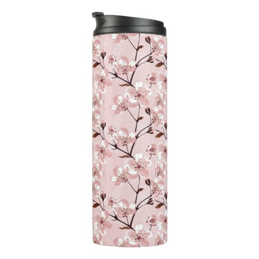 Cherry Blossom Flowers Pattern Thermosbeker (Geroteerd rechts)