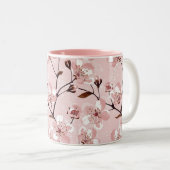 Cherry Blossom Flowers Pattern Tweekleurige Koffiemok (Voorkant rechts)