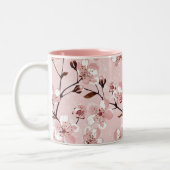 Cherry Blossom Flowers Pattern Tweekleurige Koffiemok (Links)