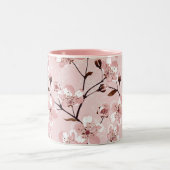 Cherry Blossom Flowers Pattern Tweekleurige Koffiemok (Center)