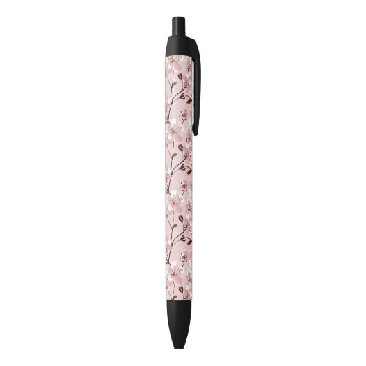 Cherry Blossom Flowers Pattern Zwarte Inkt Pen (Achterkant (Verticaal))
