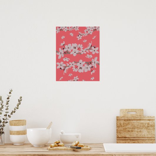 Cherry Blossom Flowers Poster (Keuken)