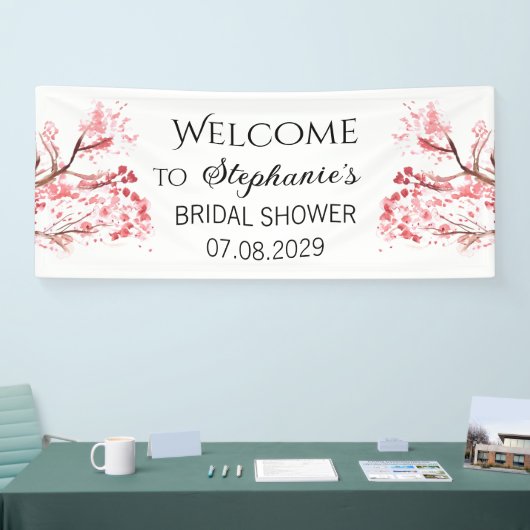 Cherry Blossom Flowers Rustiek Vrijgezellenfeest Spandoek (Beurs)