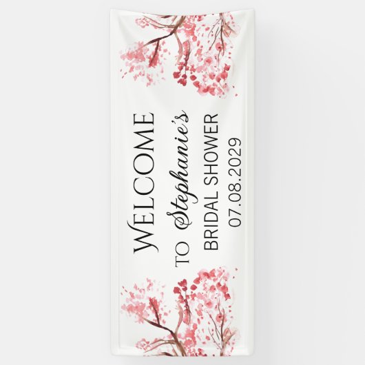 Cherry Blossom Flowers Rustiek Vrijgezellenfeest Spandoek (Verticaal)