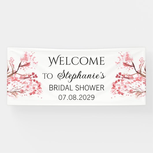 Cherry Blossom Flowers Rustiek Vrijgezellenfeest Spandoek (Horizontaal)