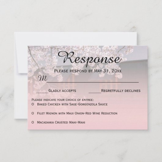 Cherry Blossom Flowers Weddenschap RSVP-kaarten RSVP Kaartje (Voorkant)