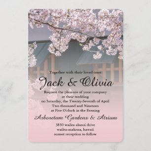 Cherry Blossom Flowers Wedding Invitation Kaart