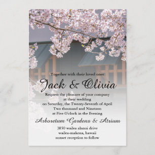 Cherry Blossom Flowers Wedding Invitation Kaart