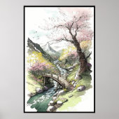 Cherry Blossom Forest in Bloom op de lentaander Poster (Voorkant)