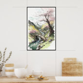 Cherry Blossom Forest in Bloom op de lentaander Poster (Keuken)