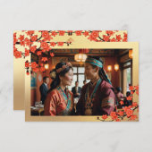 Cherry Blossom Foto Tibetaanse bruiloft Bedankkaart (Voorkant / Achterkant)