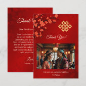 Cherry Blossom Foto Tibetaanse bruiloft Bedankkaart (Voorkant / Achterkant)