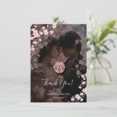Cherry Blossom Foto Weddenschap Bedankt (Staand voorkant)