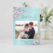 Cherry Blossom Foto Weddenschap Bedankt Kaart (Staand voorkant)
