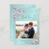 Cherry Blossom Foto Weddenschap Bedankt Kaart (Voorkant / Achterkant)